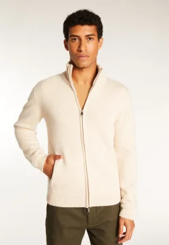 Montagut Vestes Et Cardigans-Gilet zippé en cachemire 6 fils - Elysée duo 13-Beige moyen