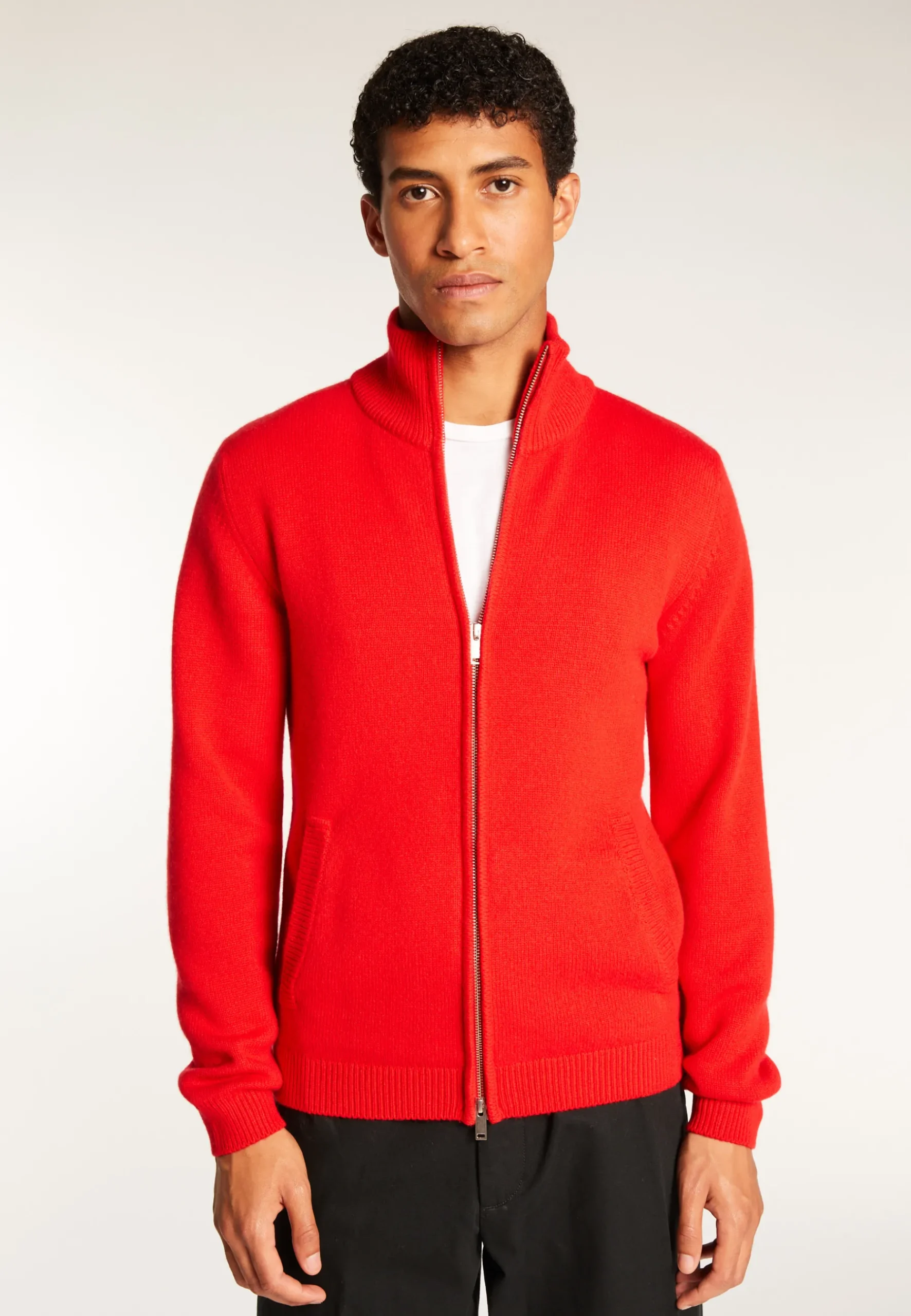 Montagut Vestes Et Cardigans-Gilet zippé en cachemire 6 fils - Elysée duo 52-Rouge