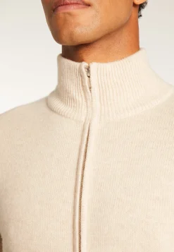 Montagut Vestes Et Cardigans-Gilet zippé en cachemire 6 fils - Elysée duo 13-Beige moyen