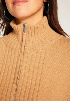 Montagut Les Incontournables-Gilet zippé en cachemire - Agnes duo 88-Camel