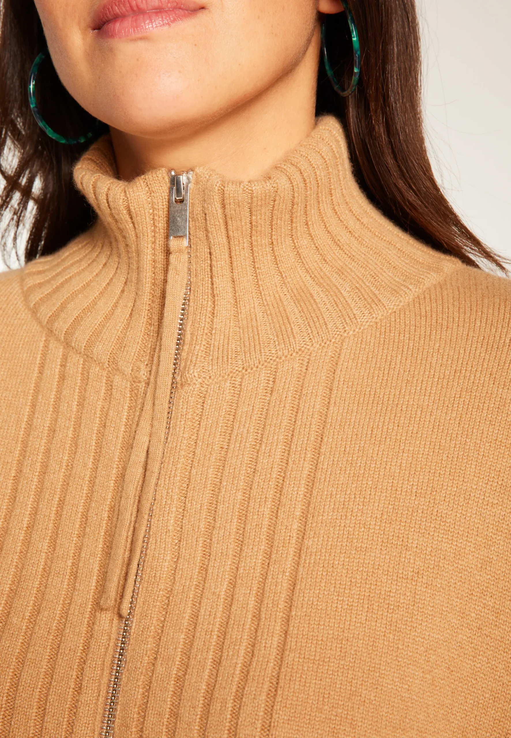 Montagut Les Incontournables-Gilet zippé en cachemire - Agnes duo 88-Camel