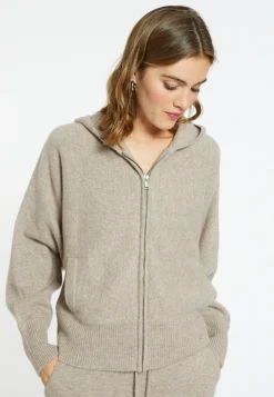 Montagut Les Incontournables-Gilet zippé en cachemire - Gabien 13-Beige moyen