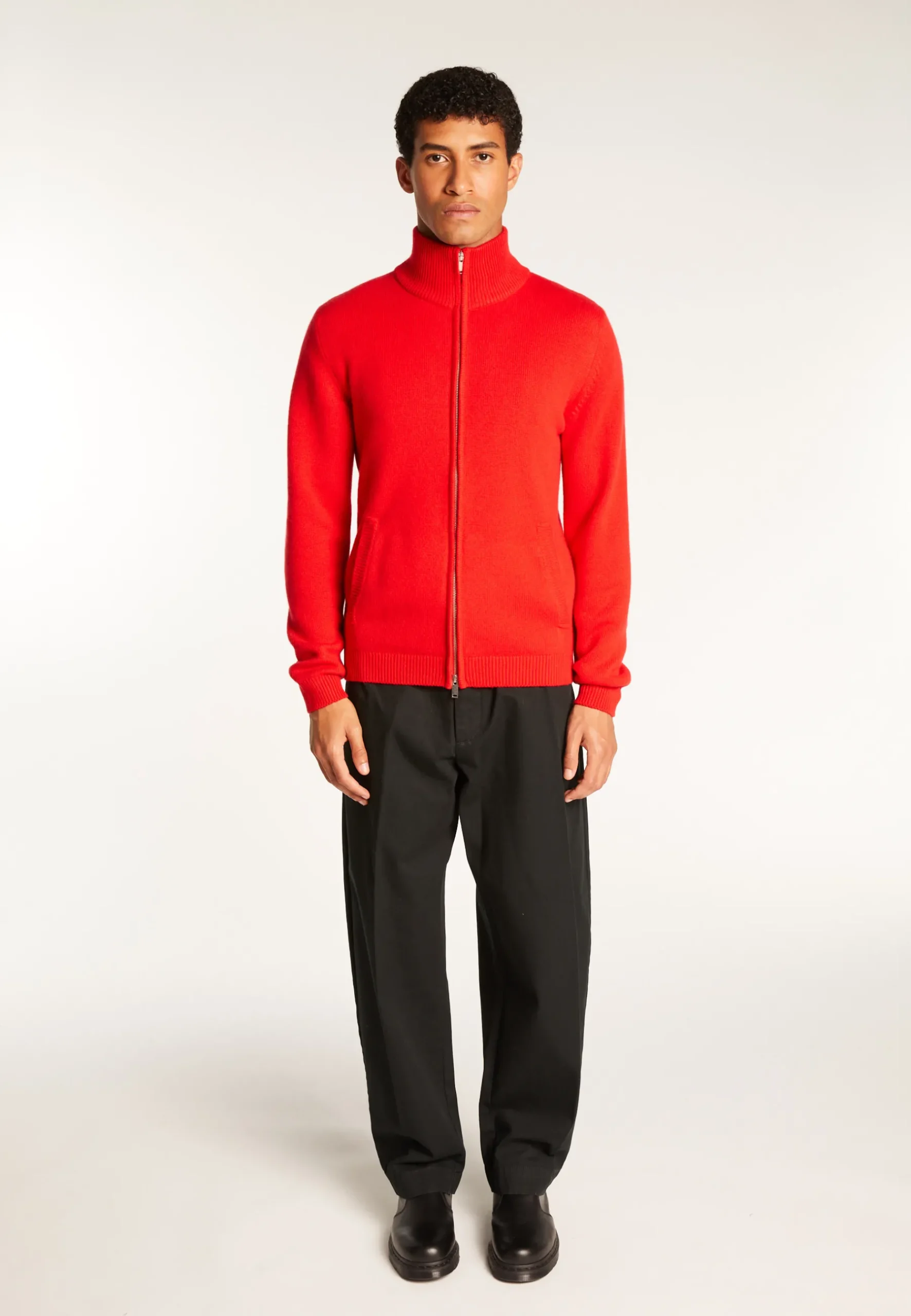 Montagut Vestes Et Cardigans-Gilet zippé en cachemire 6 fils - Elysée duo 52-Rouge