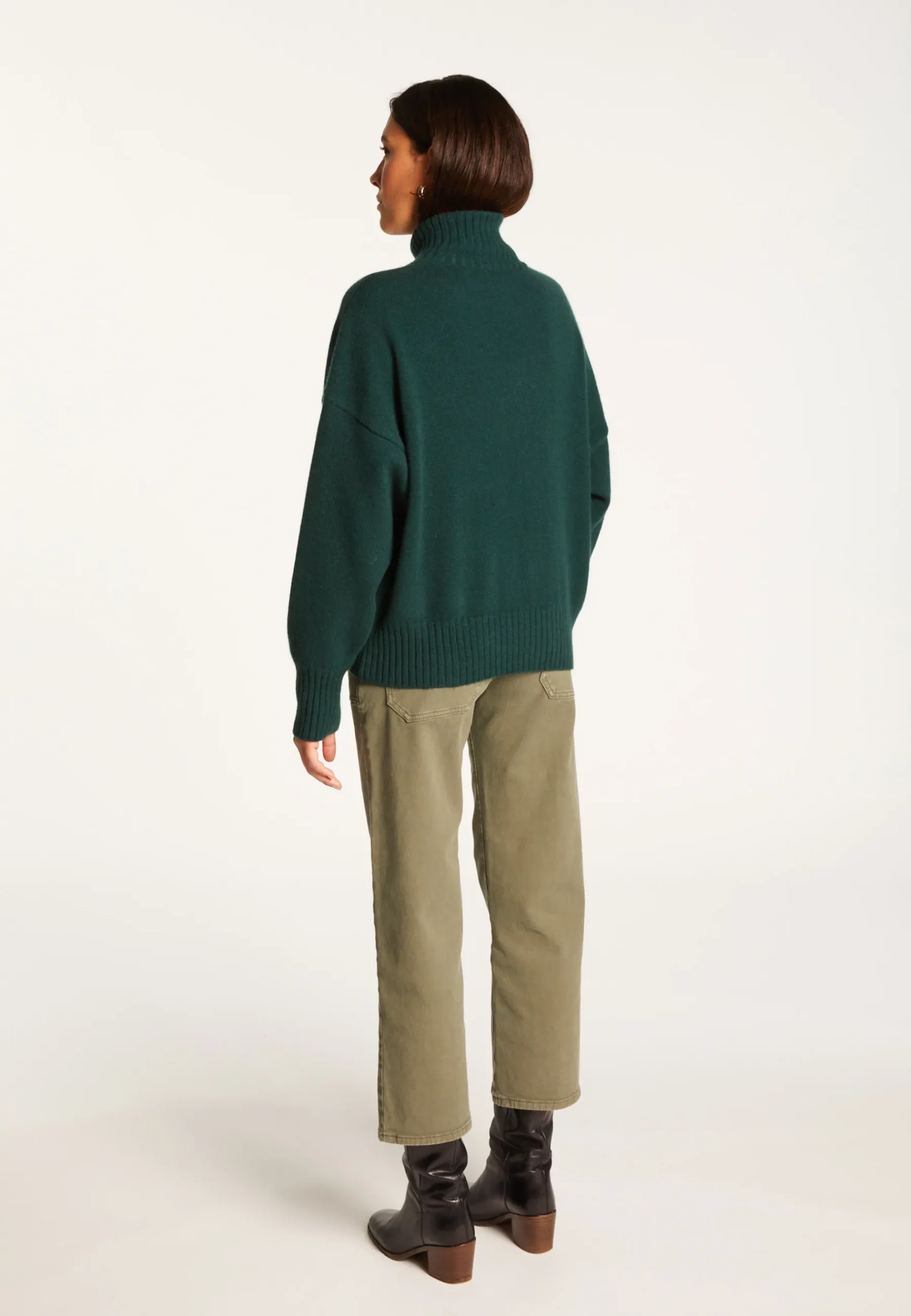 Montagut Les Incontournables-Gilet zippé en cachemire - Agnes duo 21-Vert foncé