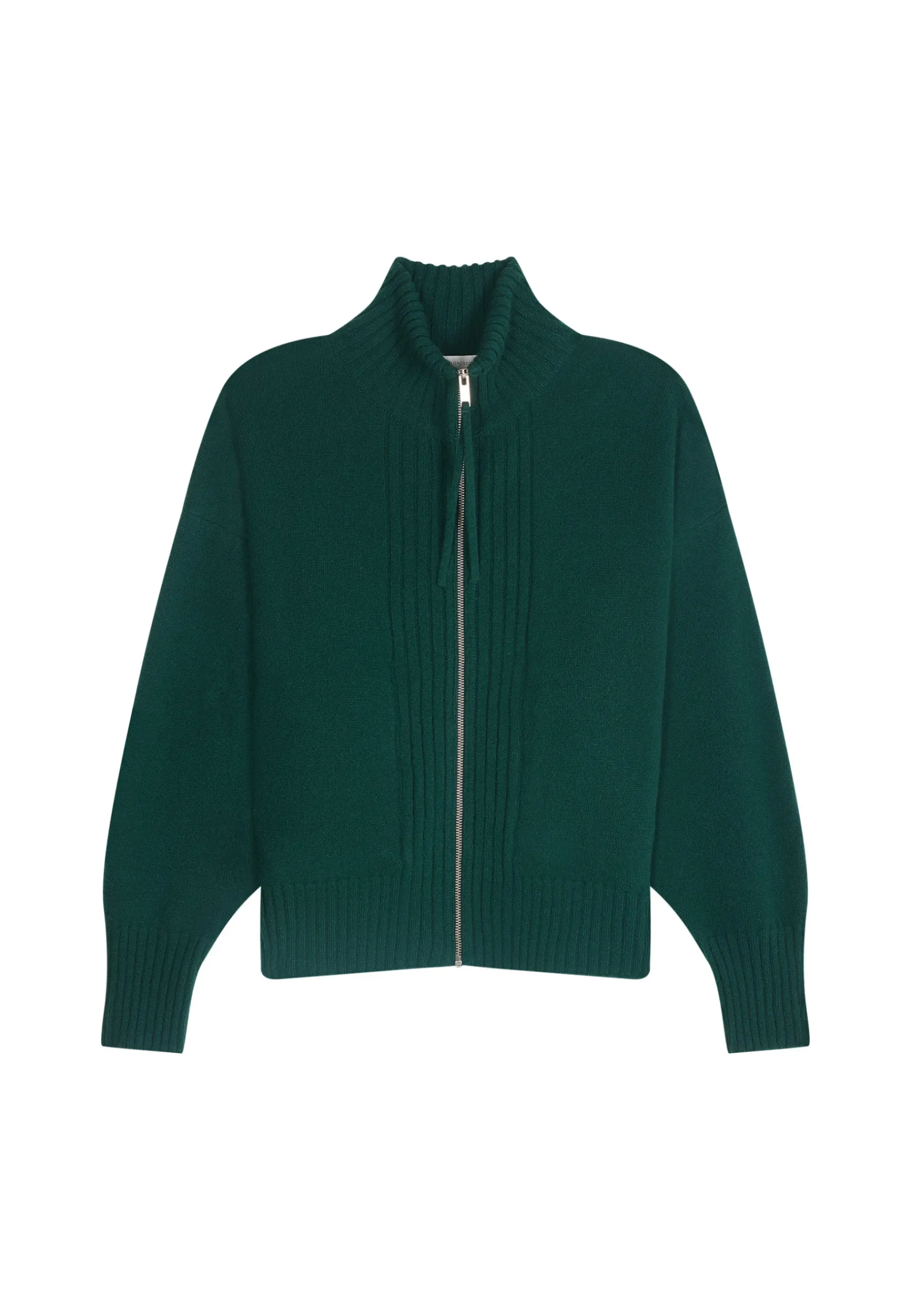 Montagut Les Incontournables-Gilet zippé en cachemire - Agnes duo 21-Vert foncé