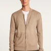 Montagut Vestes Et Cardigans-Gilet zippé en coton cachemire - Hiro 14-Beige foncé