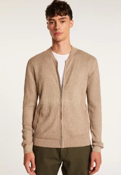 Montagut Vestes Et Cardigans-Gilet zippé en coton cachemire - Hiro 14-Beige foncé