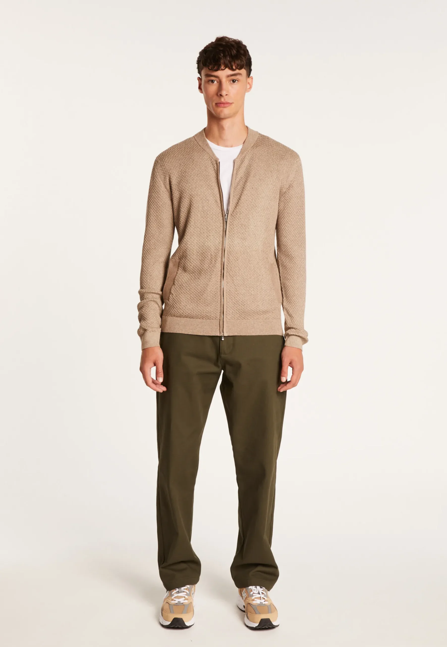 Montagut Vestes Et Cardigans-Gilet zippé en coton cachemire - Hiro 14-Beige foncé