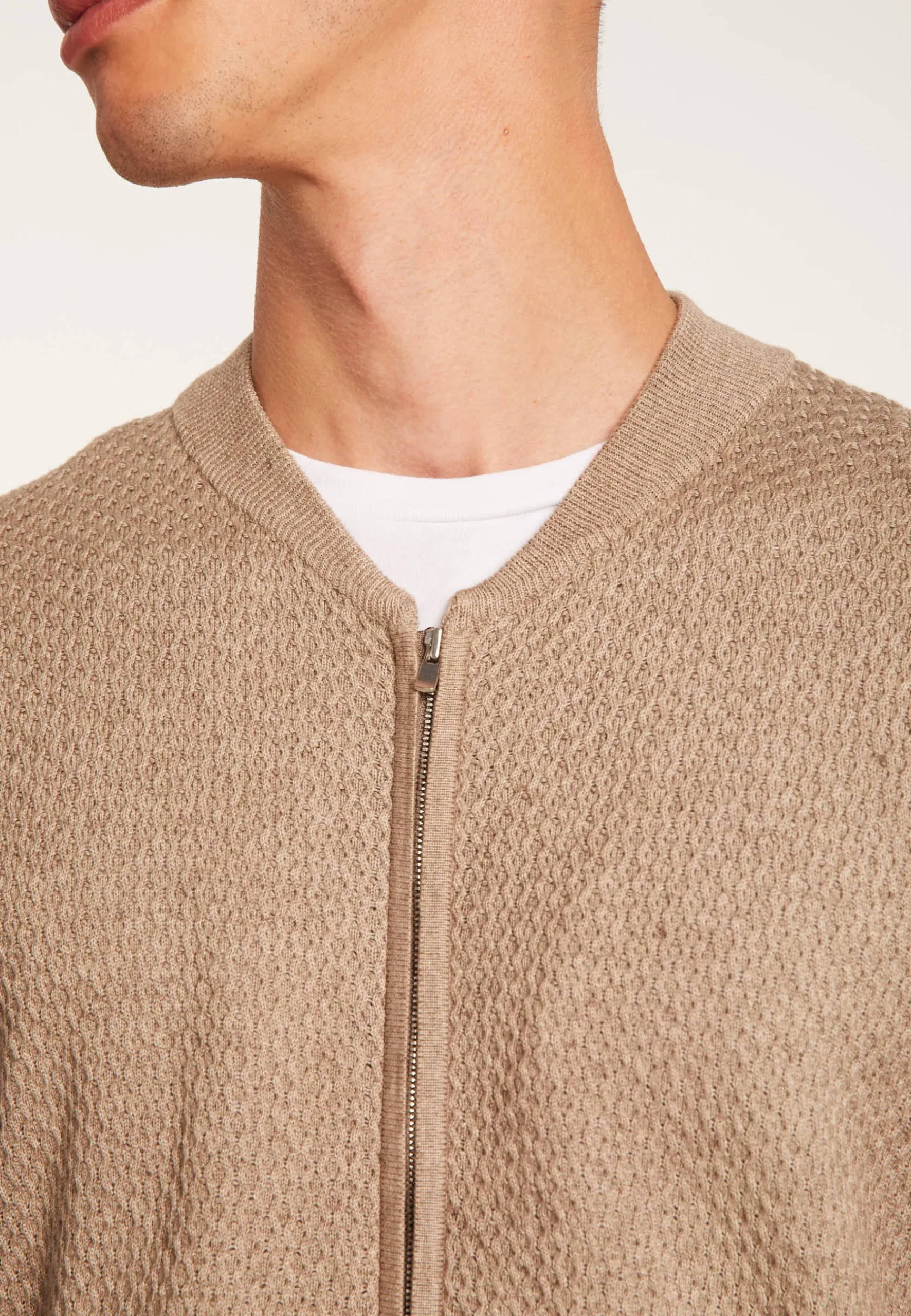 Montagut Vestes Et Cardigans-Gilet zippé en coton cachemire - Hiro 14-Beige foncé