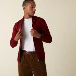 Montagut Vestes Et Cardigans-Gilet zippé en laine mérinos - Estian 51-Bordeaux