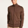 Montagut Vestes Et Cardigans-Gilet zippé en laine mérinos - Estian 07-Marron