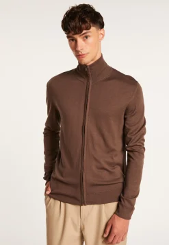 Montagut Vestes Et Cardigans-Gilet zippé en laine mérinos - Estian 07-Marron