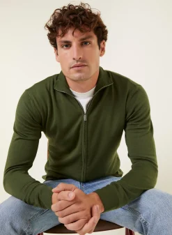 Montagut Vestes Et Cardigans-Gilet zippé en laine mérinos - Estian 83-Kaki