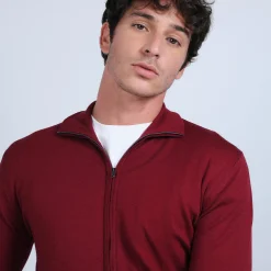 Montagut Vestes Et Cardigans-Gilet zippé en laine mérinos - Estian 51-Bordeaux