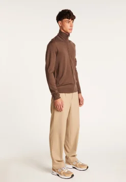 Montagut Vestes Et Cardigans-Gilet zippé en laine mérinos - Estian 07-Marron
