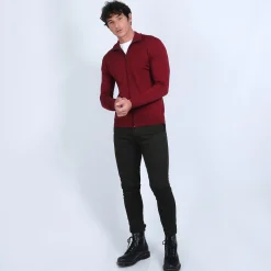 Montagut Vestes Et Cardigans-Gilet zippé en laine mérinos - Estian 51-Bordeaux