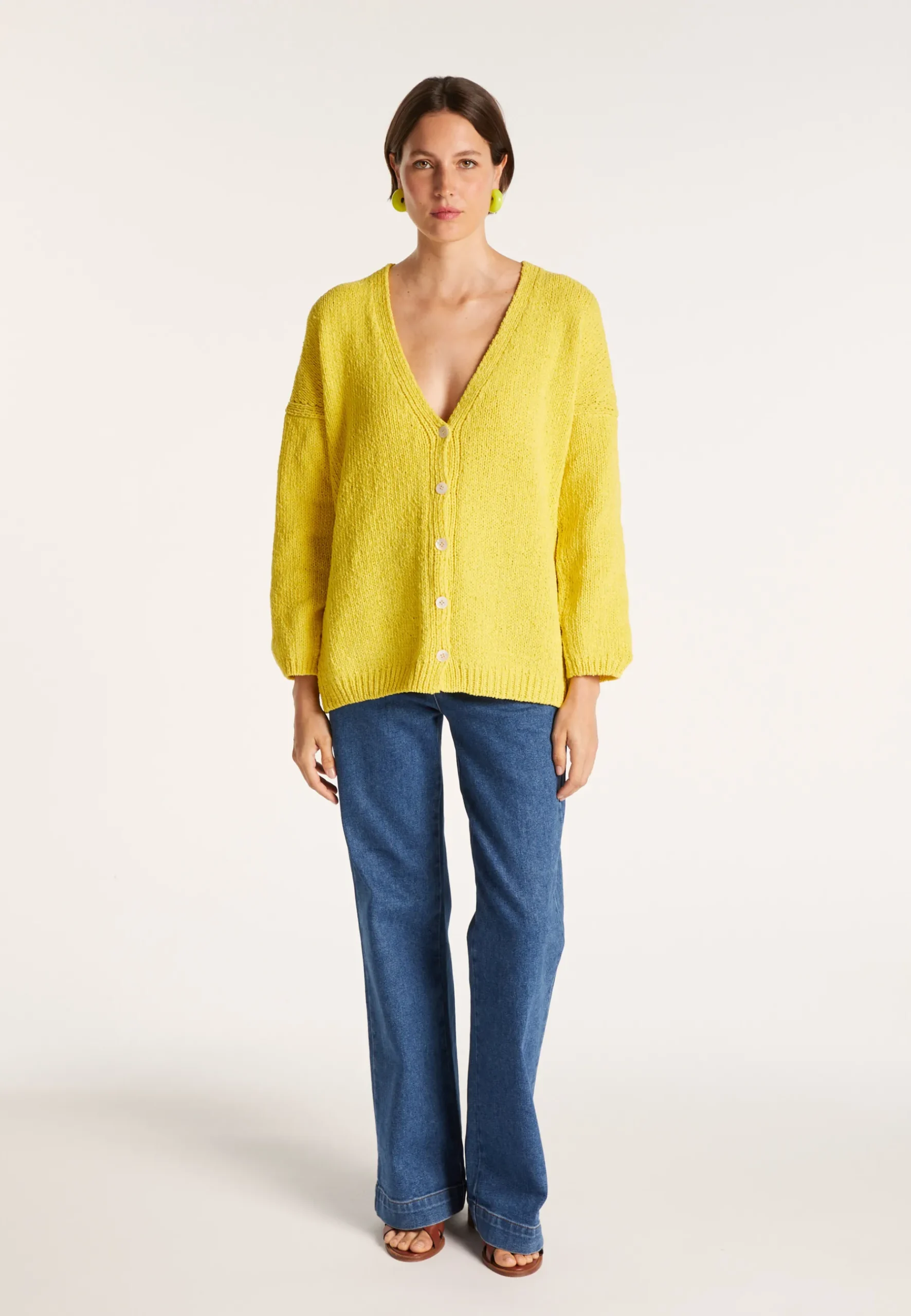 Montagut Vestes Et Cardigans-Grand gilet en velours de coton - Mounia 08-Jaune