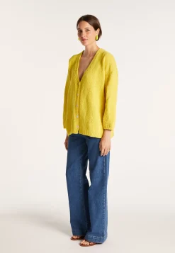 Montagut Vestes Et Cardigans-Grand gilet en velours de coton - Mounia 08-Jaune