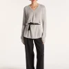 Montagut Pulls-Grand pull col v en grosse maille - Balata 11-Gris clair