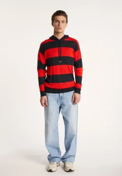 Montagut Pulls-Hoodie bicolore en lin flammé - Philip 52-Rouge