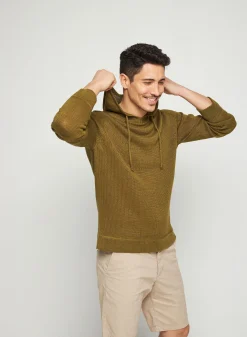 Montagut Pulls-Hoodie ras du cou en lin - Russell 83-Kaki