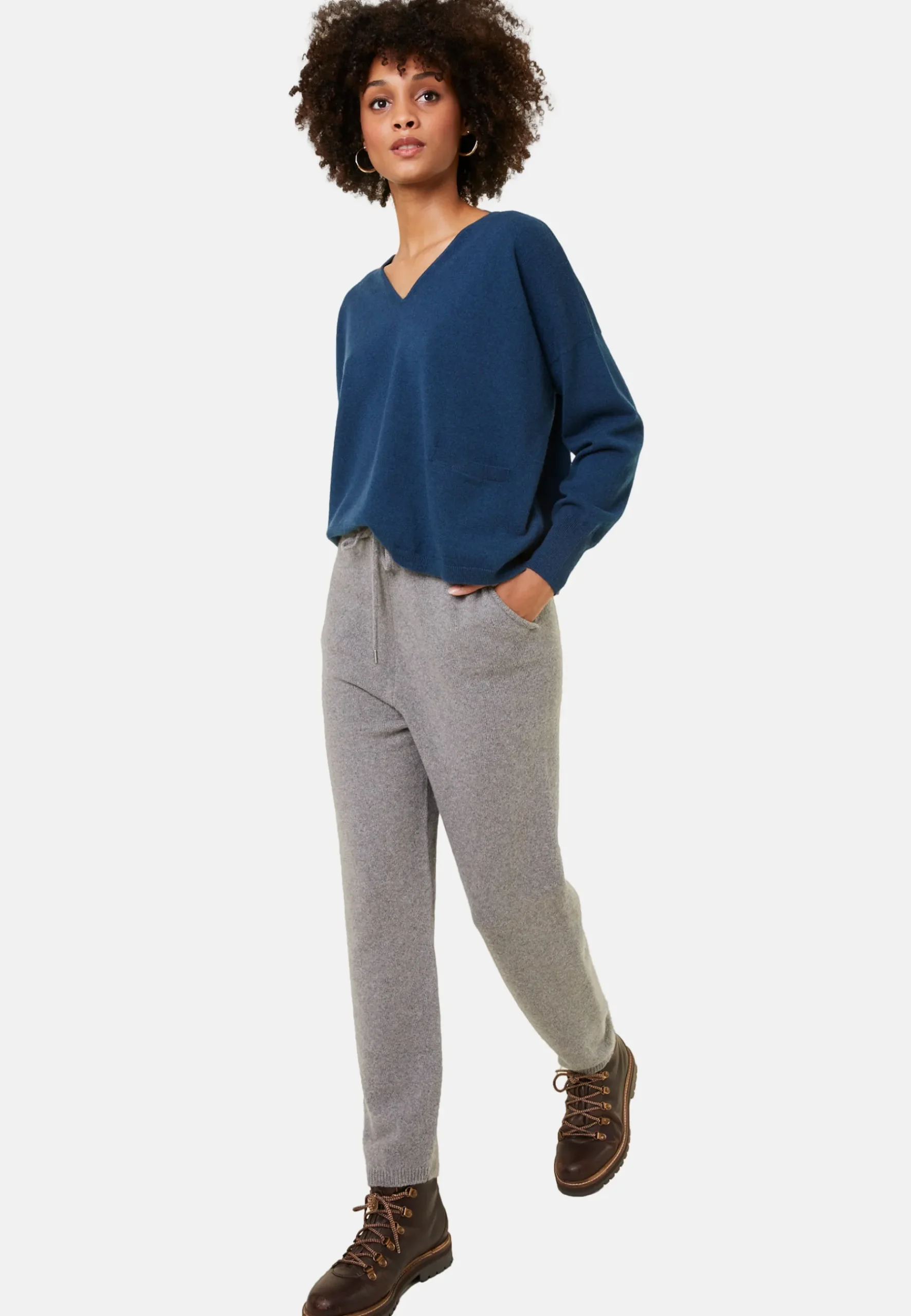 Montagut Les Incontournables-Jogger à poches en cachemire recyclé et laine - Anka 09-Gris moyen