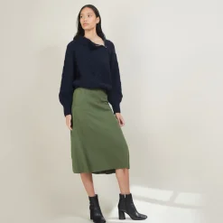 Montagut Jupes Et Robes-Jupe à poches en laine - Gracia 83-Kaki