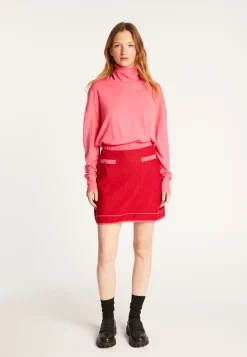 Montagut Jupes Et Robes-Jupe courte en laine et velours - Regina 52-Rouge