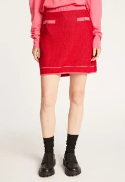 Montagut Jupes Et Robes-Jupe courte en laine et velours - Regina 52-Rouge
