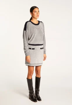 Montagut Jupes Et Robes-Jupe courte en laine et velours - Regina 05-Bleu marine