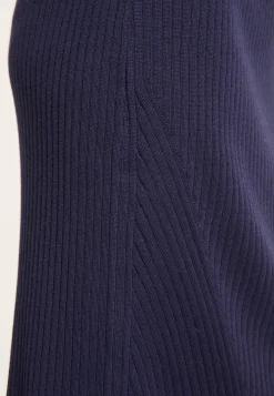Montagut Jupes Et Robes-Jupe droite en laine côtelée - Etreinte 05-Bleu marine