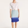 Montagut Jupes Et Robes-Jupe droite en viscose lin - Corail 06-Bleu moyen