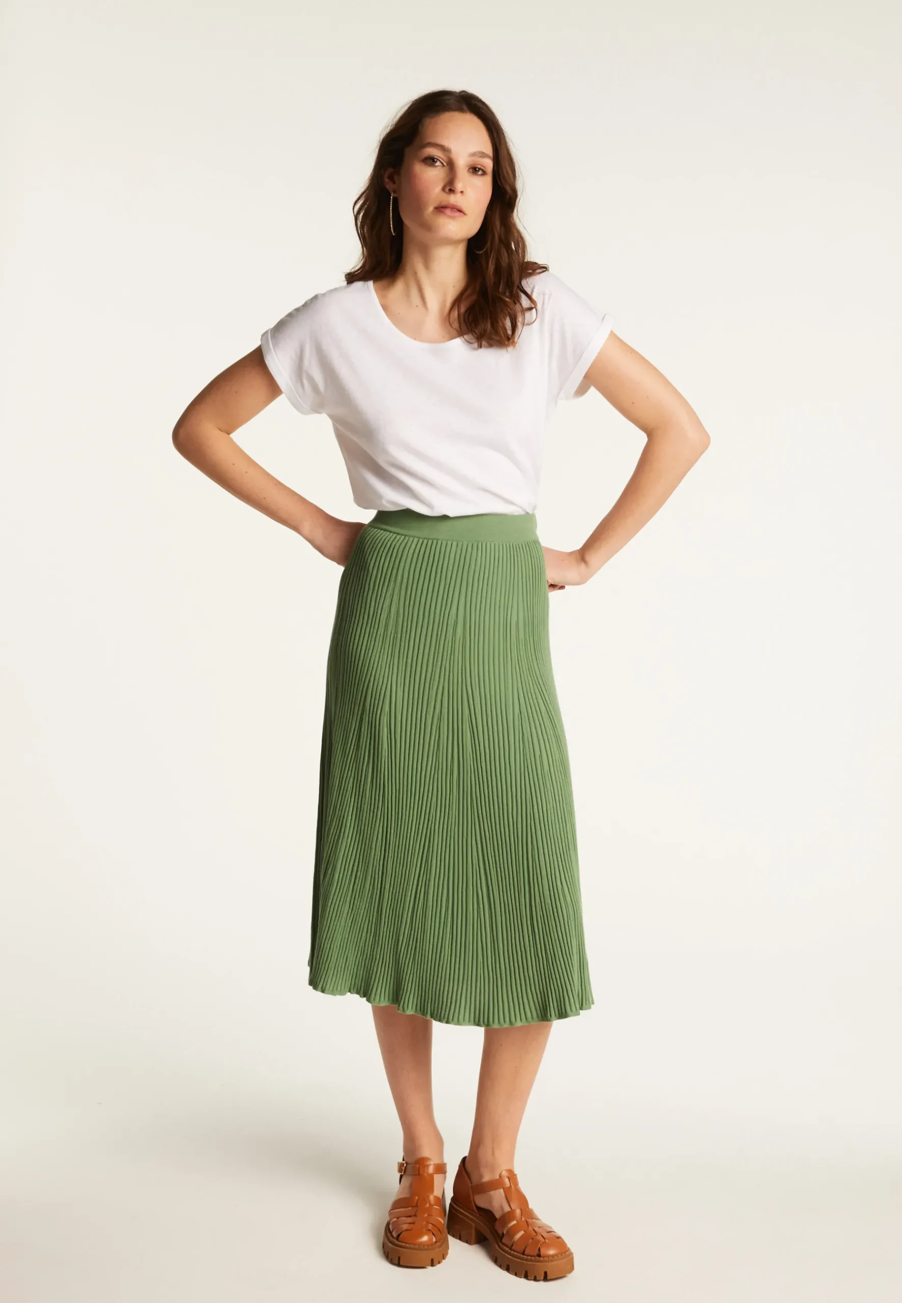 Montagut Jupes Et Robes-Jupe en coton - Dolce 83-Kaki