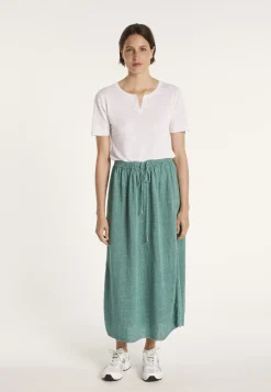 Montagut Jupes Et Robes | Vestes Et Cardigans-Jupe longue 100% lin - Maely 21-Vert foncé