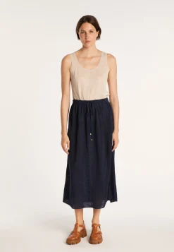 Montagut Jupes Et Robes-Jupe longue 100% lin - Maely 05-Bleu marine