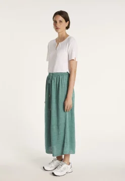 Montagut Jupes Et Robes | Vestes Et Cardigans-Jupe longue 100% lin - Maely 21-Vert foncé