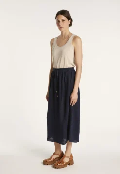 Montagut Jupes Et Robes-Jupe longue 100% lin - Maely 05-Bleu marine
