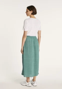 Montagut Jupes Et Robes | Vestes Et Cardigans-Jupe longue 100% lin - Maely 21-Vert foncé