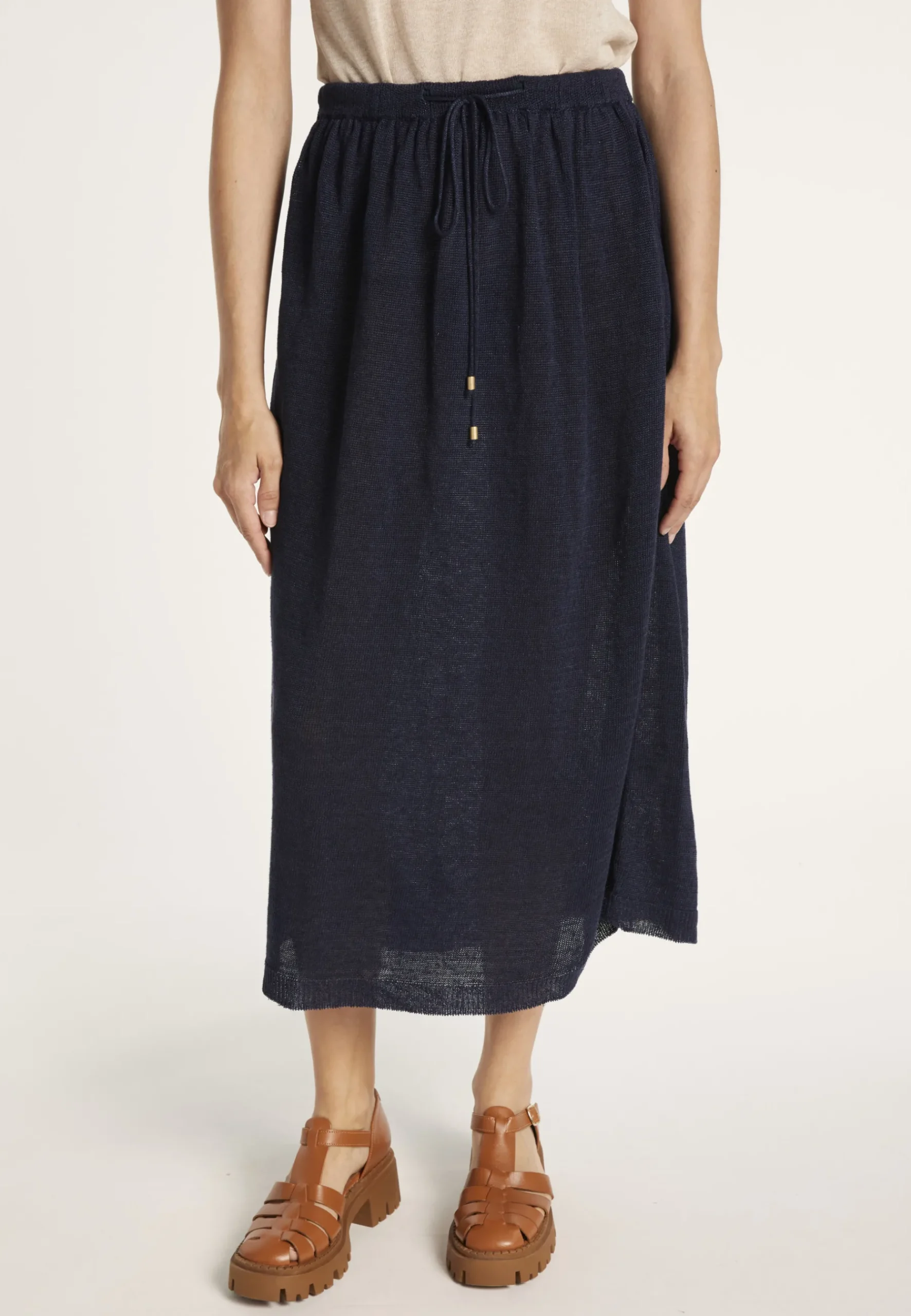 Montagut Jupes Et Robes-Jupe longue 100% lin - Maely 05-Bleu marine