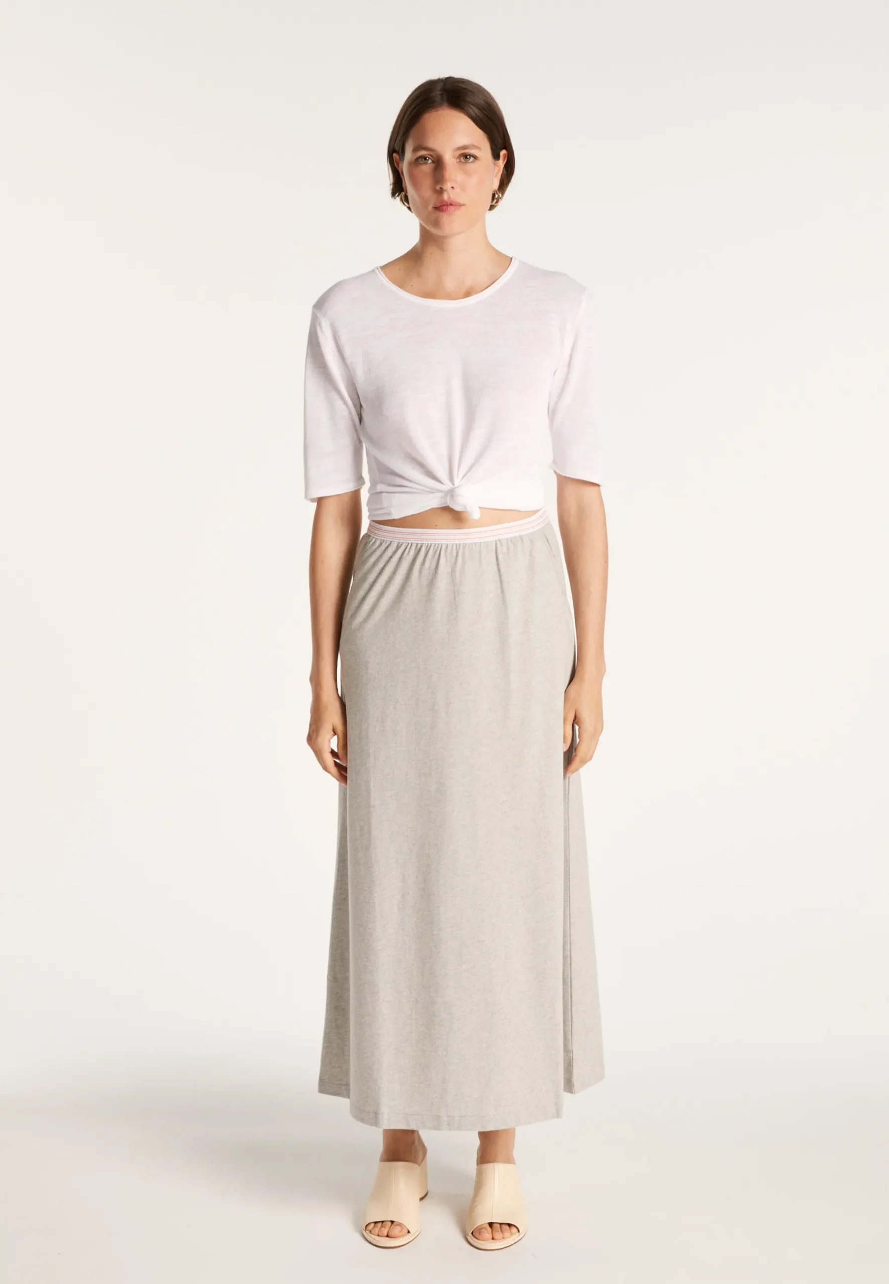 Montagut Jupes Et Robes-Jupe longue en coton - Magnolia 09-Gris moyen