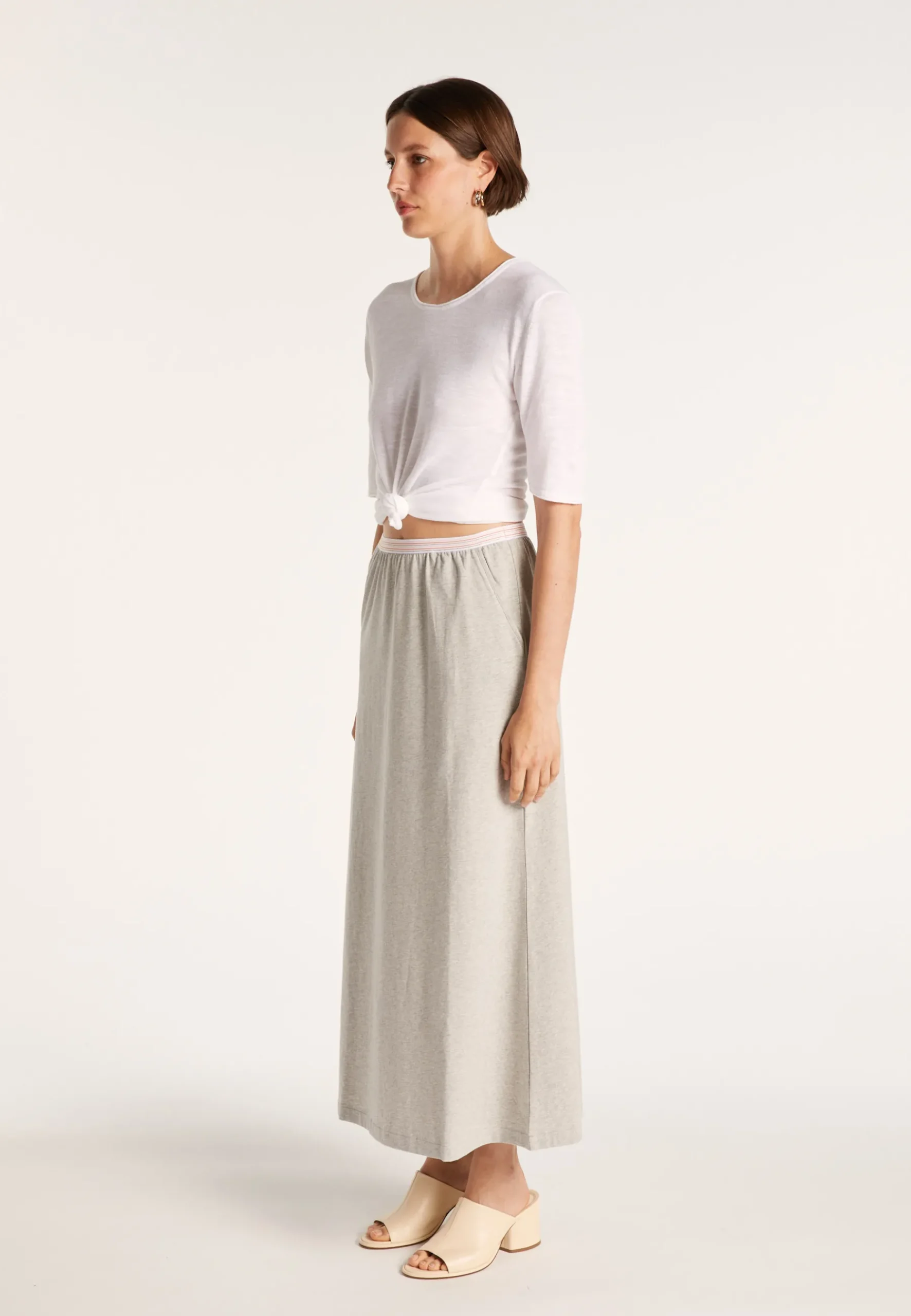 Montagut Jupes Et Robes-Jupe longue en coton - Magnolia 09-Gris moyen