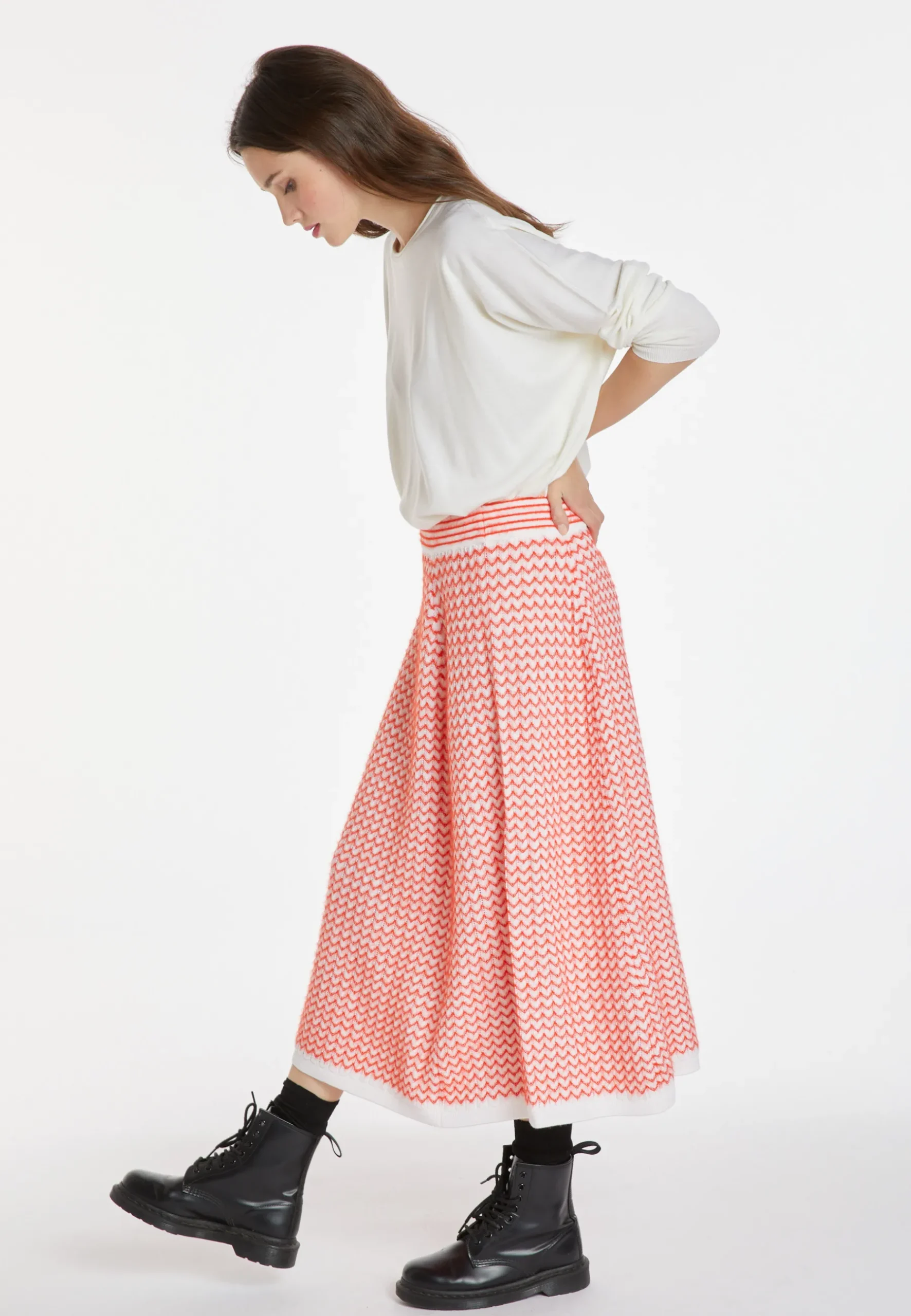 Montagut Jupes Et Robes-Jupe longue en laine mérinos - Cecile 15-Orange