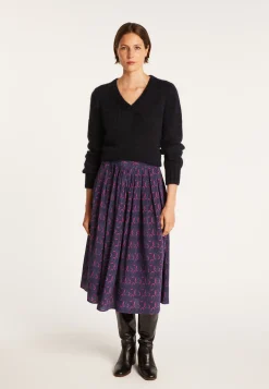 Montagut Jupes Et Robes-Jupe longue Maison x Maison Martin Morel - Envolée 05-Bleu marine