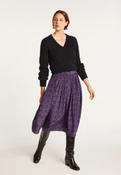 Montagut Jupes Et Robes-Jupe longue Maison x Maison Martin Morel - Envolée 05-Bleu marine