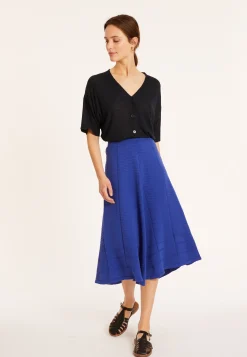 Montagut Jupes Et Robes-Jupe évasée en coton - Meredith 03-Bleu foncé
