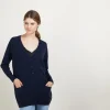 Montagut Les Incontournables-Long cardigan à poches en cachemire - Blush 05-Bleu marine