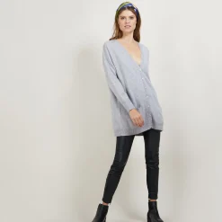 Montagut Les Incontournables-Long cardigan à poches en cachemire - Blush 09-Gris moyen