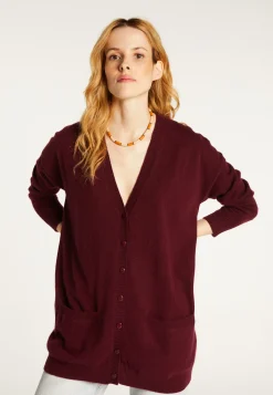 Montagut Les Incontournables-Long cardigan à poches en cachemire - Blush 18-Violet foncé