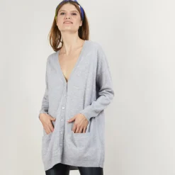 Montagut Les Incontournables-Long cardigan à poches en cachemire - Blush 09-Gris moyen