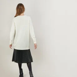 Montagut Les Incontournables-Long cardigan à poches en cachemire - Blush 82-Ecru